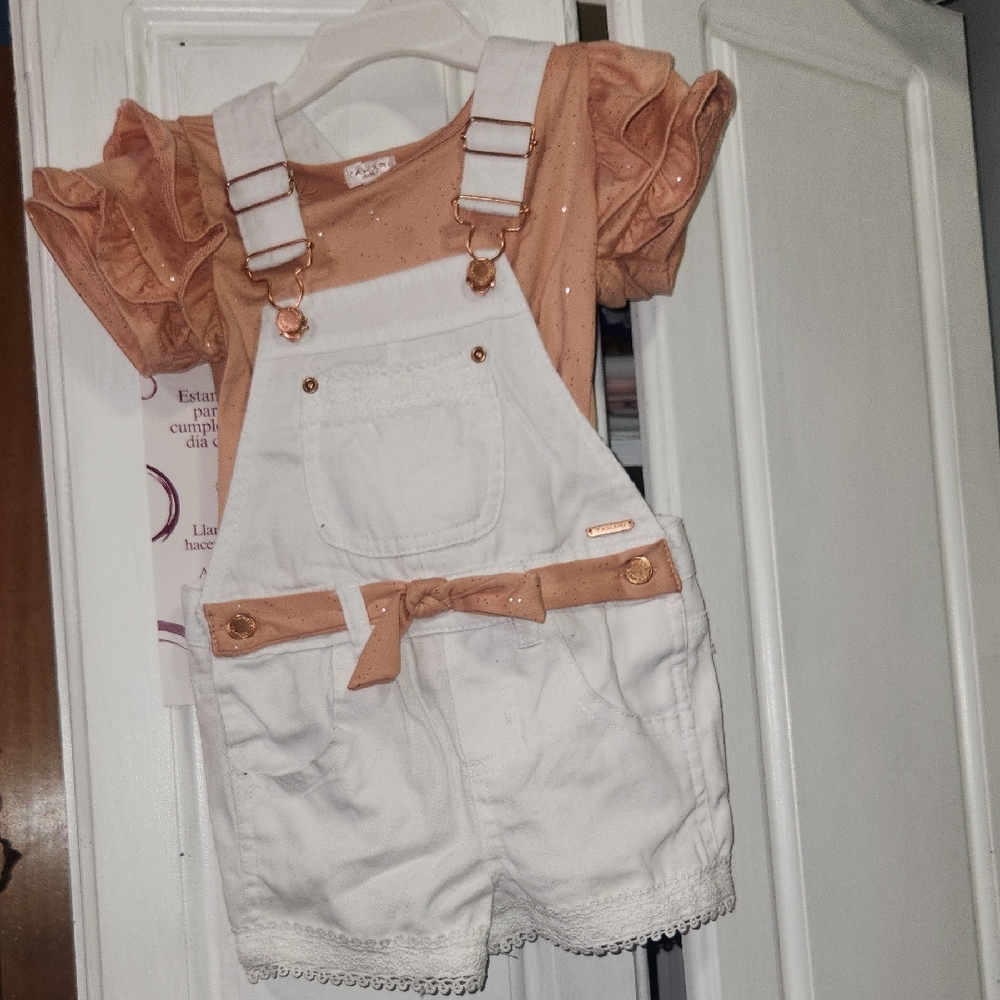 Kids White Overalls with Orange Top
